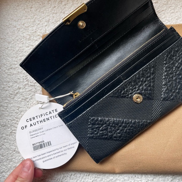 Burberry Grain Check Porter Continental Wallet Black Womens - Picture 6 of 7